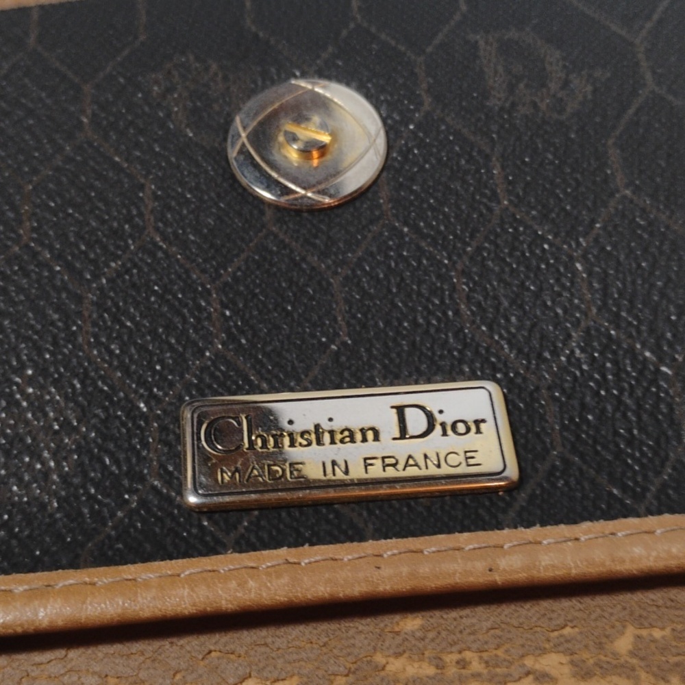 Dior Vintage Honeycomb Coated Canvas Leather Bag With Shoulder Strap - Picture 7 of 12